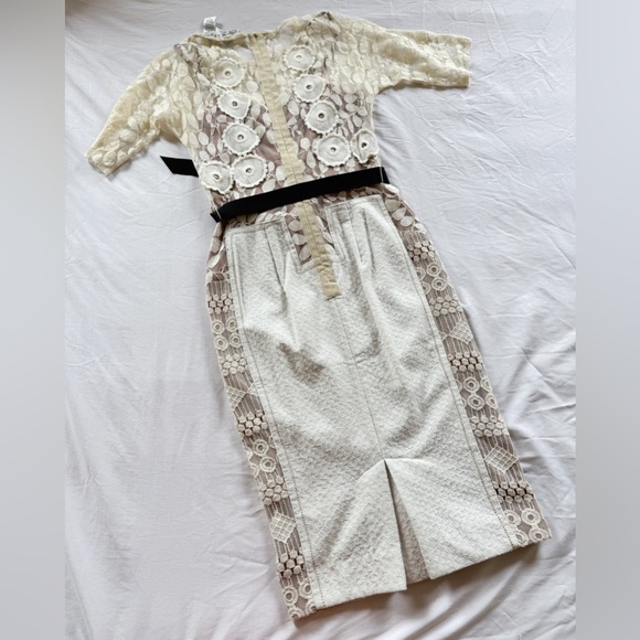 Byron Lars Carissima Sheath Dress Size 0 Ivory Lace Knit Women’s - Picture 3 of 4